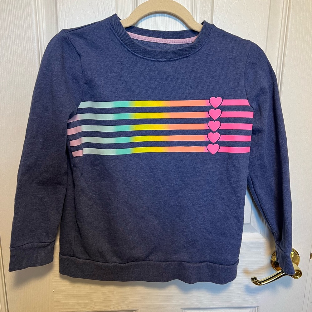 Cat and Jack Kids Navy Blue Heart Stripe Top